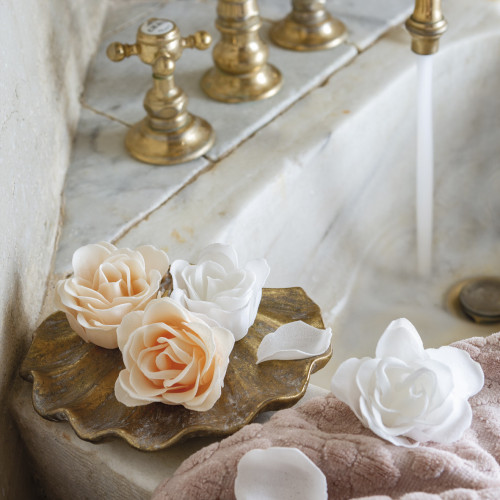 Set of 12 roses in pink and white soap sheets - Rose scent