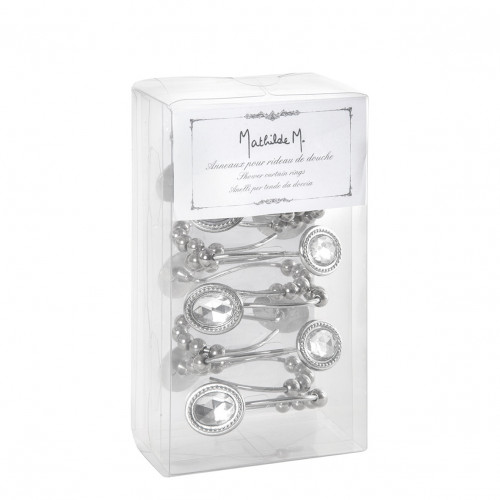 Box of 12 rhinestone shower curtain rings