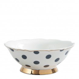 Madame de Récamier Bowl - Gray Polka Dots