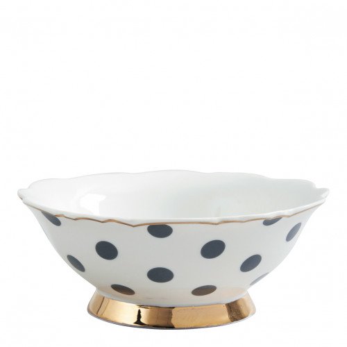 Madame de Récamier Bowl - Gray Polka Dots