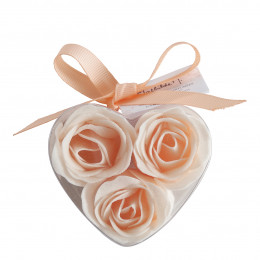 Heart Box with 3 nude soapleaves - Rose Fragrance