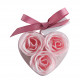 Boîte Cœur de 3 roses de savon rose - Parfum Rose