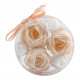 Caixa de 3 camélias e 3 rosas de sabonete nude - Perfume Rosa