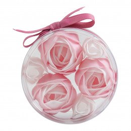 Coffret de 3 camélias et 3 roses de savon rose - Parfum Rose