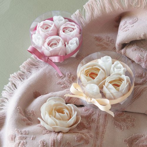 Estuche de 3 camelias y 3 rosas de jabón rosa - Perfume de Rosa