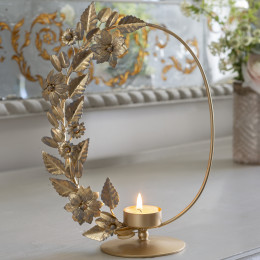 Golden oval metal Candle holder
