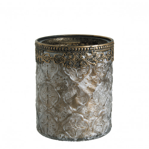 Frosted Brown Winter Garden Vase Tealight Holder - Medium Size