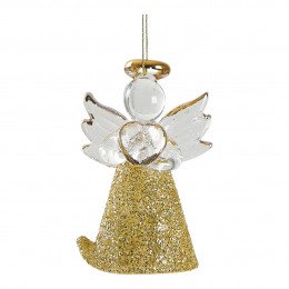 Coffret de 3 petits anges en verre pailletés dorés