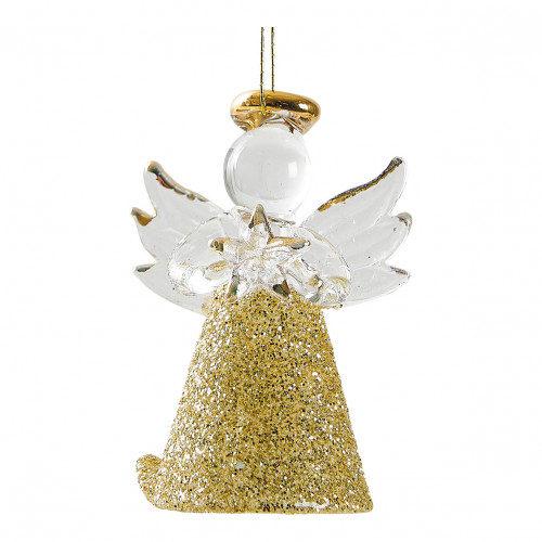 Coffret de 3 petits anges en verre pailletés dorés Coffret de 3 petits anges en verre pailletés dorés
