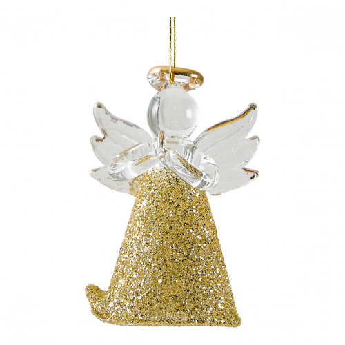Set of 3 small glittery golden glass angels Set of 3 small glittery golden glass angels