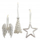 Coffret de 3 décors pailletés argentés