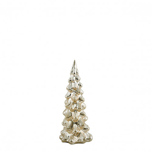 Small gold mercury glass light-up Christmas tree