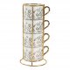 Set of 4 Escale à Sintra coffee cups with golden stand