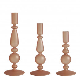 Set de 3 bougeoirs rose givré