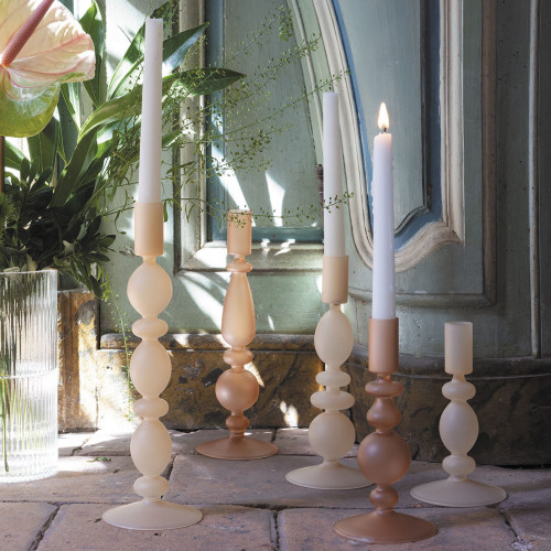 Set de 3 bougeoirs rose givré Set de 3 bougeoirs rose givré