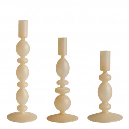 Set de 3 bougeoirs beige givré