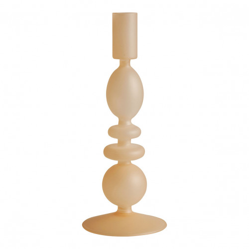 Set de 3 candeleros beige escarchado