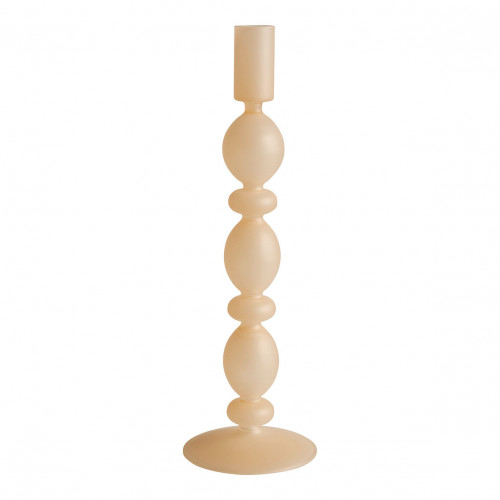 Set de 3 candeleros beige escarchado