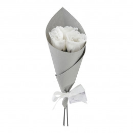Bouquet de 3 roses de savon blanches - Parfum Rose