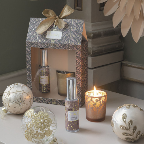 Set de vela y spray ambiental Fêtes Enchantées - Orange Étoilée