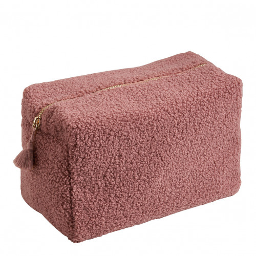 Large Rectangular Pink Terry Cloth Toiletry Bag