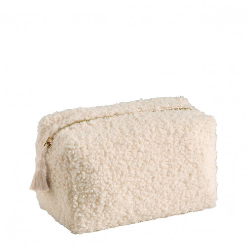 Rectangular Bouclette Ecru Toiletry Bag - Small Size