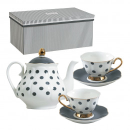 Coffret théière et 2 tasses à thé Madame de Récamier - Gris