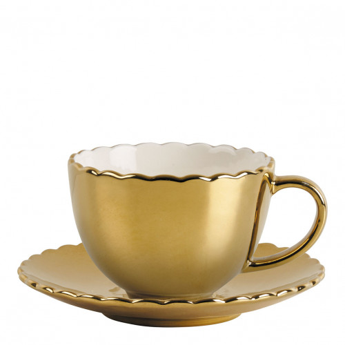 Taza de té y platillo Margarita - Dorado