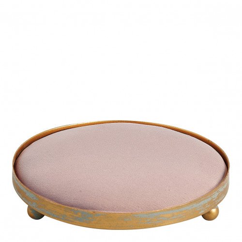 Tabuleiro redondo estofado para decoração perfumada - Rosa