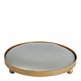 Tabuleiro redondo estofado para decoração perfumada - Cinzento