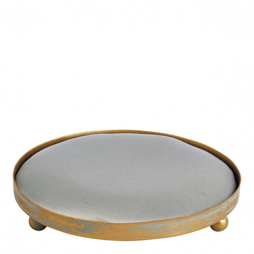 Plateau rond tapissier pour décor parfumé - Gris