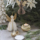 Ribbed Golden Ceramic Candle Holder - Medium Size