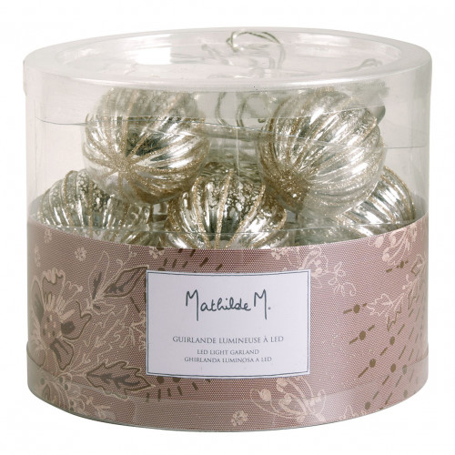 Guirnalda luminosa LED con bolas plateadas