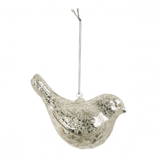 Pájaro decorativo para colgar de vidrio plateado