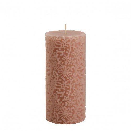 Bougie décorative Fleur rose foncé - Petit modèle - H. 15 cm