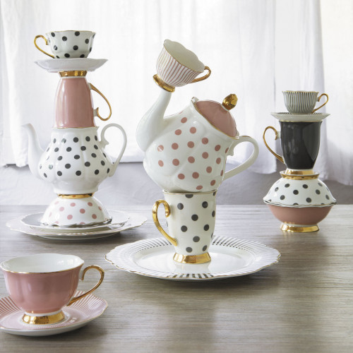 Madame de Récamier Teapot and 2 Teacups Set - Pink Madame de Récamier Teapot and 2 Teacups Set - Pink