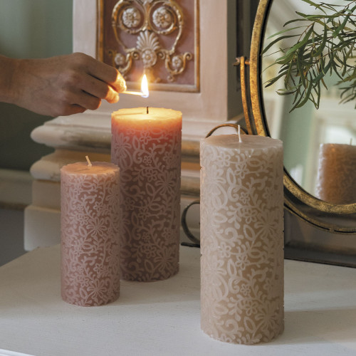 Candela decorativa Fiore rosa scuro - Modello piccolo - H. 15 cm