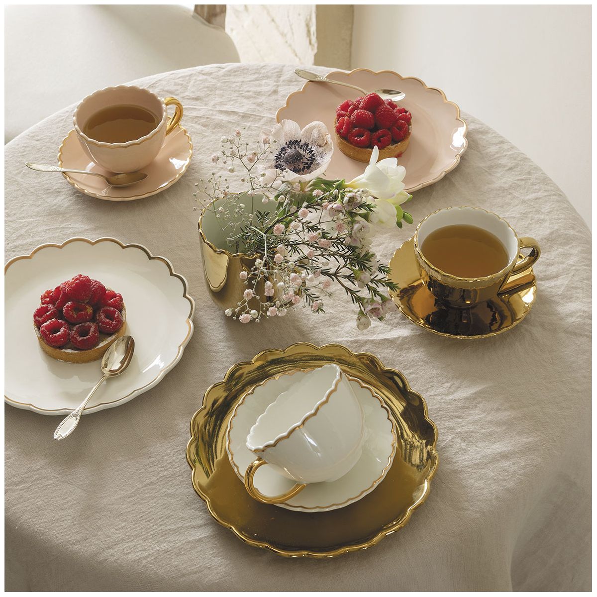 Coffret théière et 2 tasses à thé Madame de Récamier - Gris