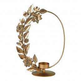 Oval Gold Metal Candle Holder