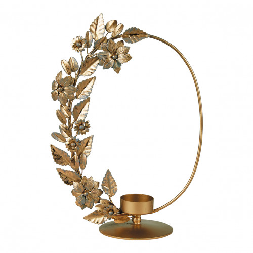 Portavelas de Metal Ovalado Dorado