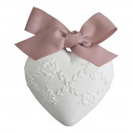 Decoração perfumada Coração bordado - Flor de Chá