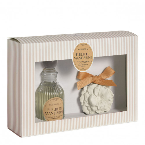 Coffret diffuseur de parfum 90 ml et décor parfumé Les Intemporelles - Fleur de Mandarine