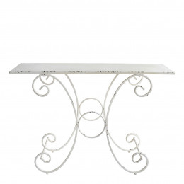 Table de jardin Champêtre rectangulaire en métal blanc - 120 x 40 x 81 cm