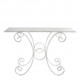 Table de jardin Champêtre rectangulaire en métal blanc - 120 x 40 x 81 cm