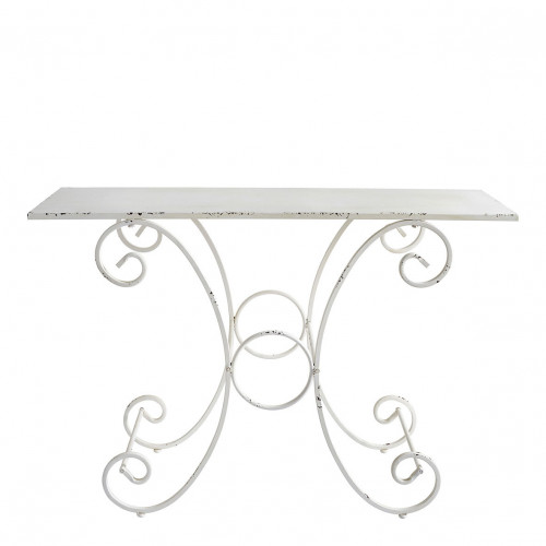 Mesa de jardim Campestre retangular em metal branco - 120 x 40 x 81 cm