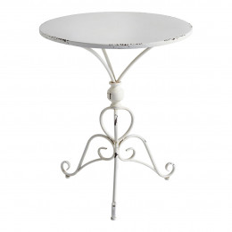 Mesa de jardim Champêtre redonda em metal branco - 60 x 60 x 72 cm