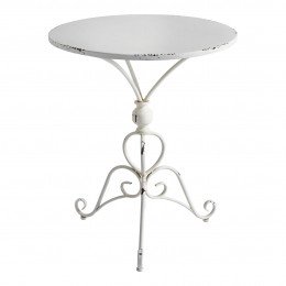 Mesa de jardim Champêtre redonda em metal branco - 60 x 60 x 72 cm