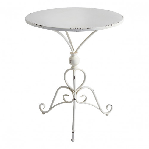Mesa de jardim Champêtre redonda em metal branco - 60 x 60 x 72 cm