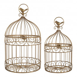 Conjunto de 2 gaiolas em metal dourado