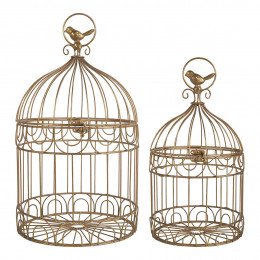 Conjunto de 2 gaiolas em metal dourado